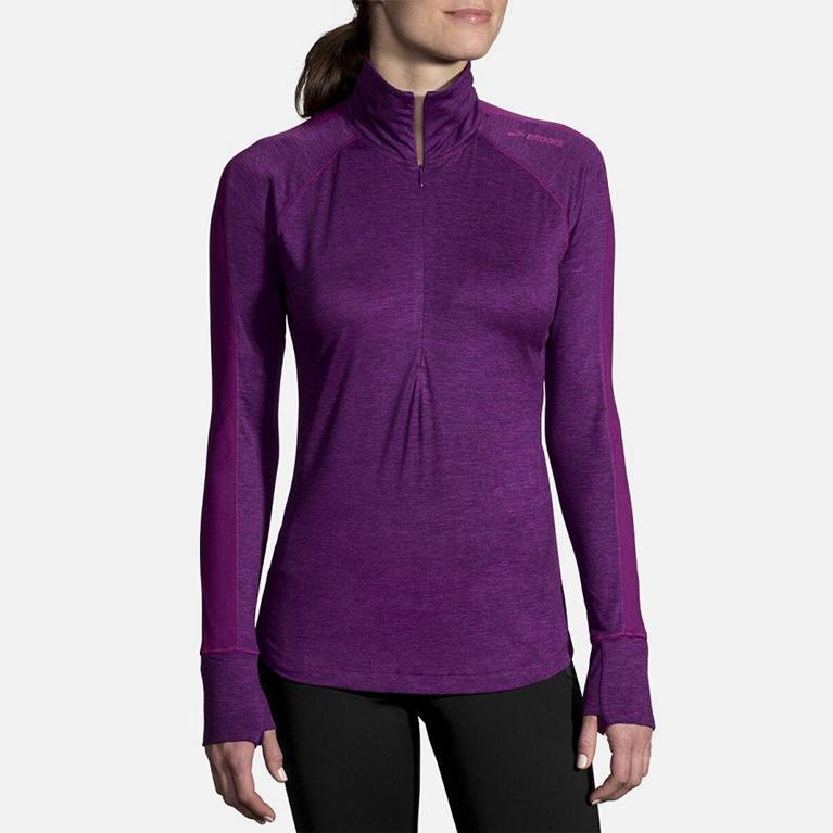 Brooks Dash Half Zip Running Jackets - Women's - Purple (83019-MNRE)